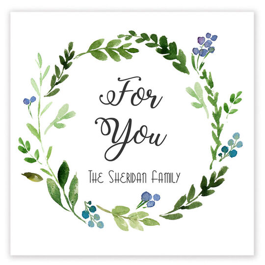 Green Wreath Square Gift Stickers